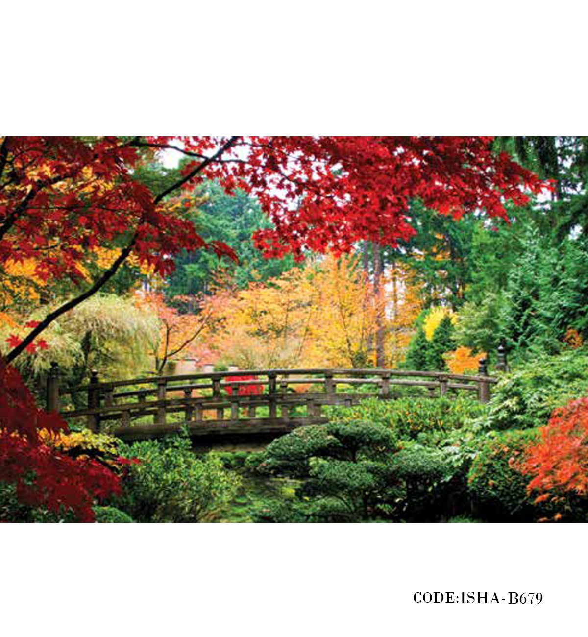 پوستر پارچه ای طبیعت دیواری طرح پل پاییزی