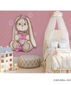 پوستر پارچه ای دخترانه دیواری مدل خرگوش