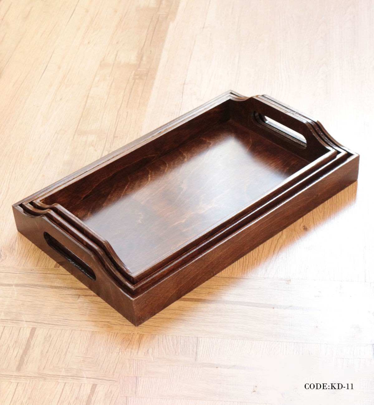 سینی چوبی سه عددی مدل بنفشه