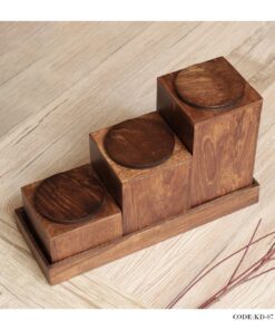 بانکه حبوبات سه عددی چوبی مدل نرگس