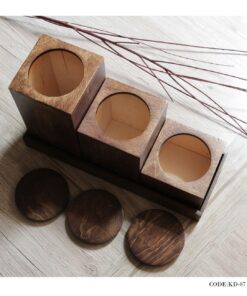 بانکه حبوبات سه عددی چوبی مدل نرگس