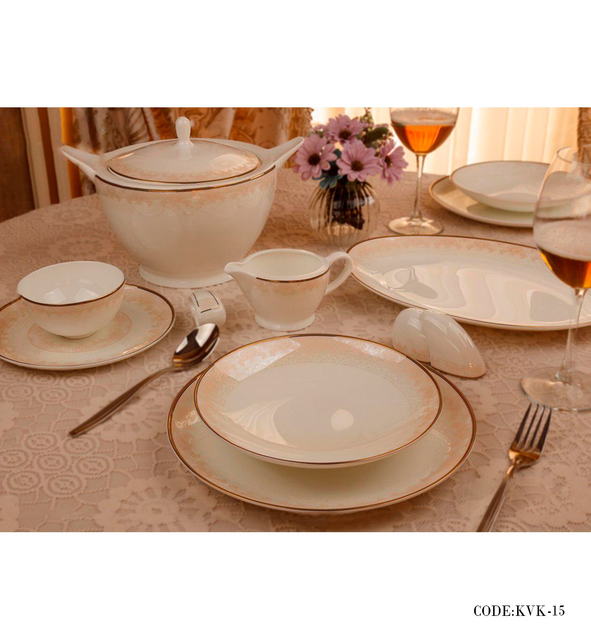 سرویس چینی غذاخوری 24 نفره 157 پارچه مدل بید