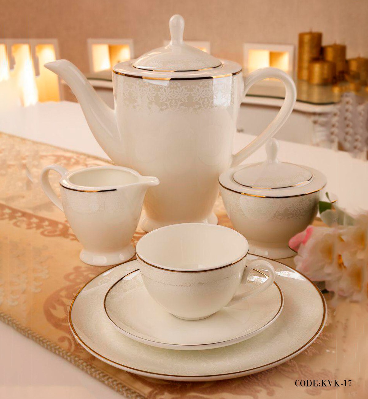 سرویس غذاخوری چینی 157 پارچه 24 نفره مدل نارون