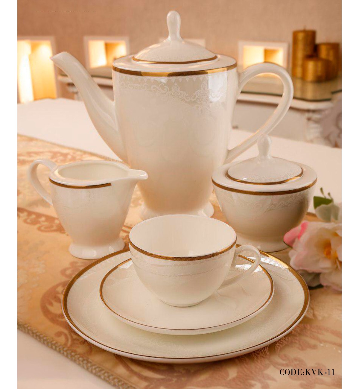 سرویس غذاخوری چینی 18 نفره مدل کاج