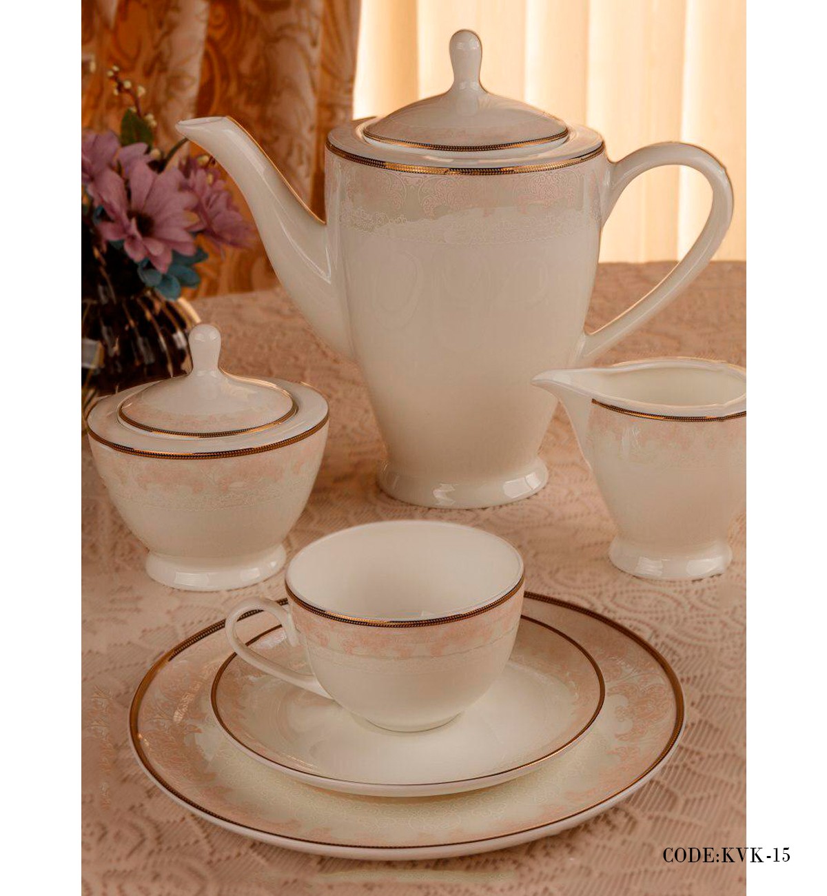 سرویس چینی غذاخوری 18 نفره 133 پارچه مدل بید