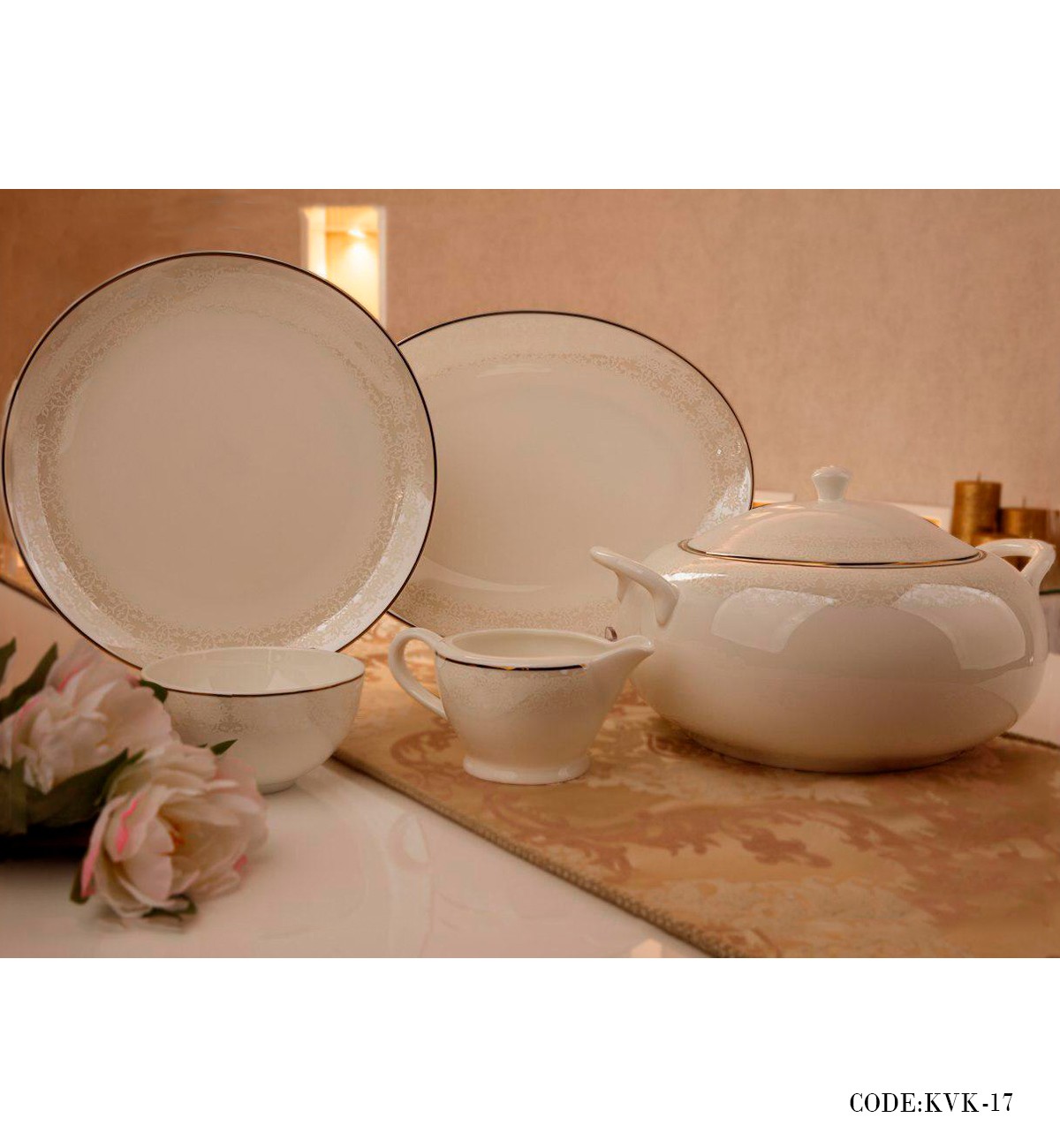 سرویس غذاخوری بن چاینا 18 نفره 133 پارچه مدل نارون