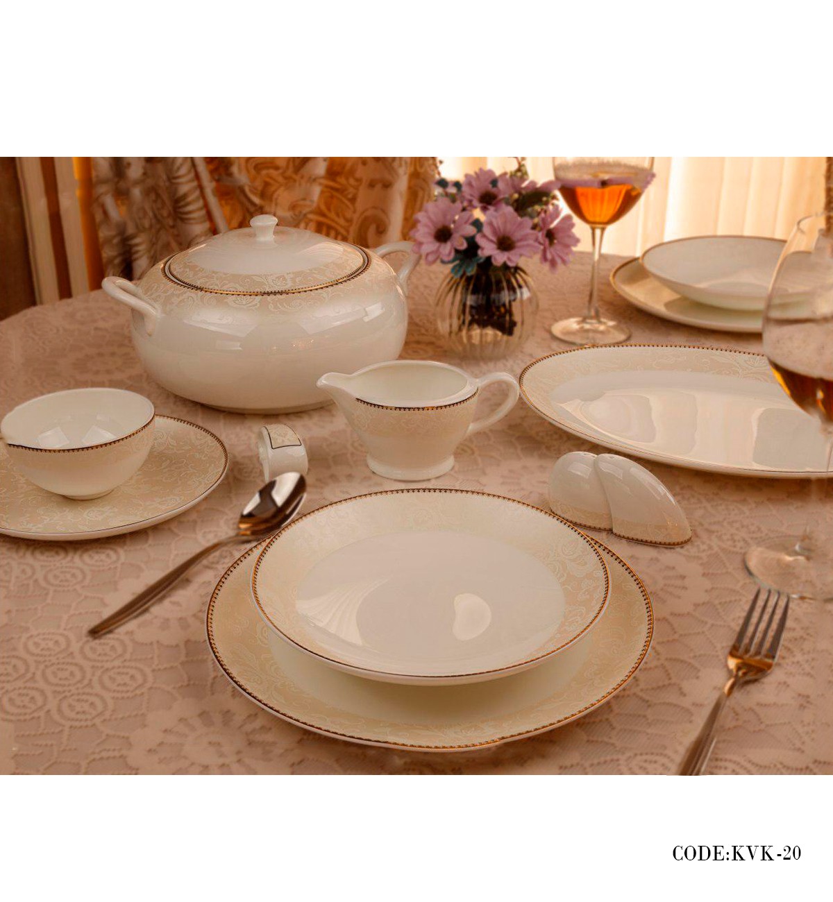 سرویس غذاخوری چینی 18 نفره مدل بلوط