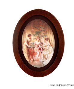 تابلو چوبی بیضی طرح ضیافت