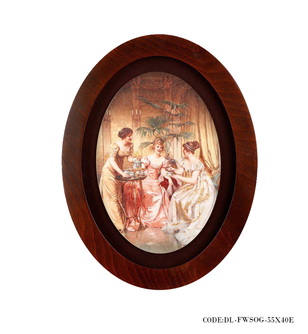 تابلو چوبی بیضی طرح ضیافت