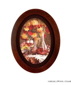 تابلو چوبی بیضی طرح گلدان