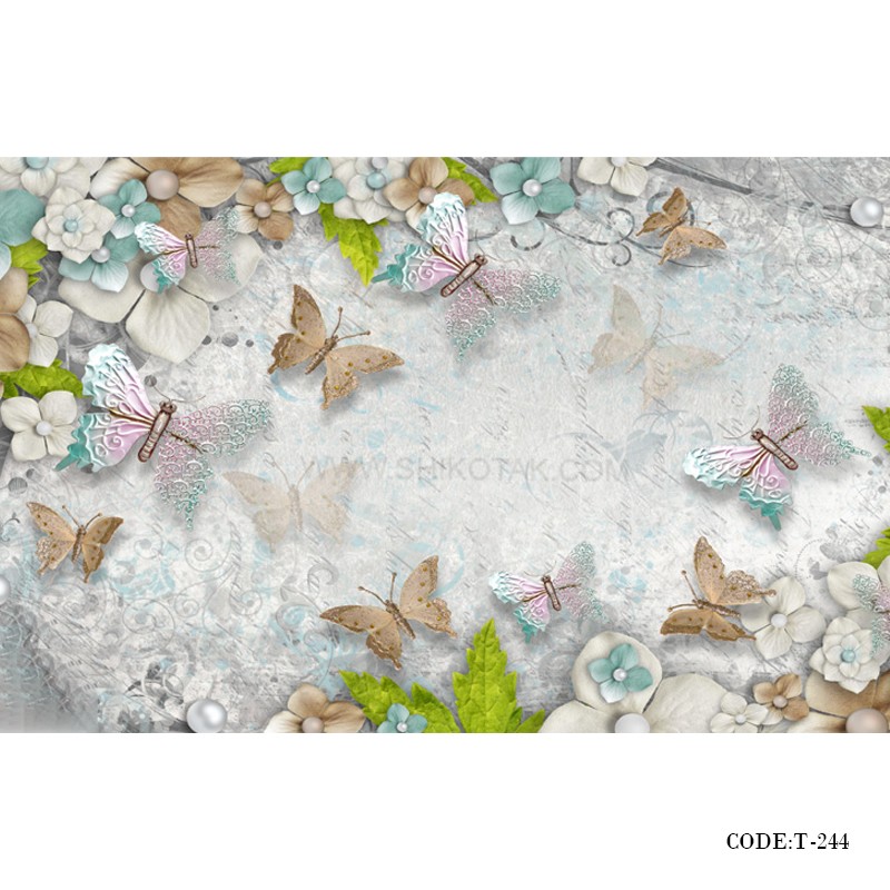 پوستر 3D دیواری پارچه ای طرح پروانه
