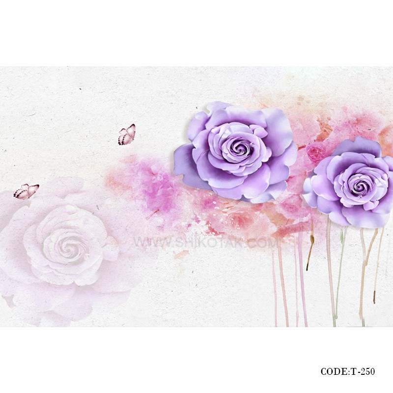 پوستر دیواری پارچه ای 3D طرح رز بنفش