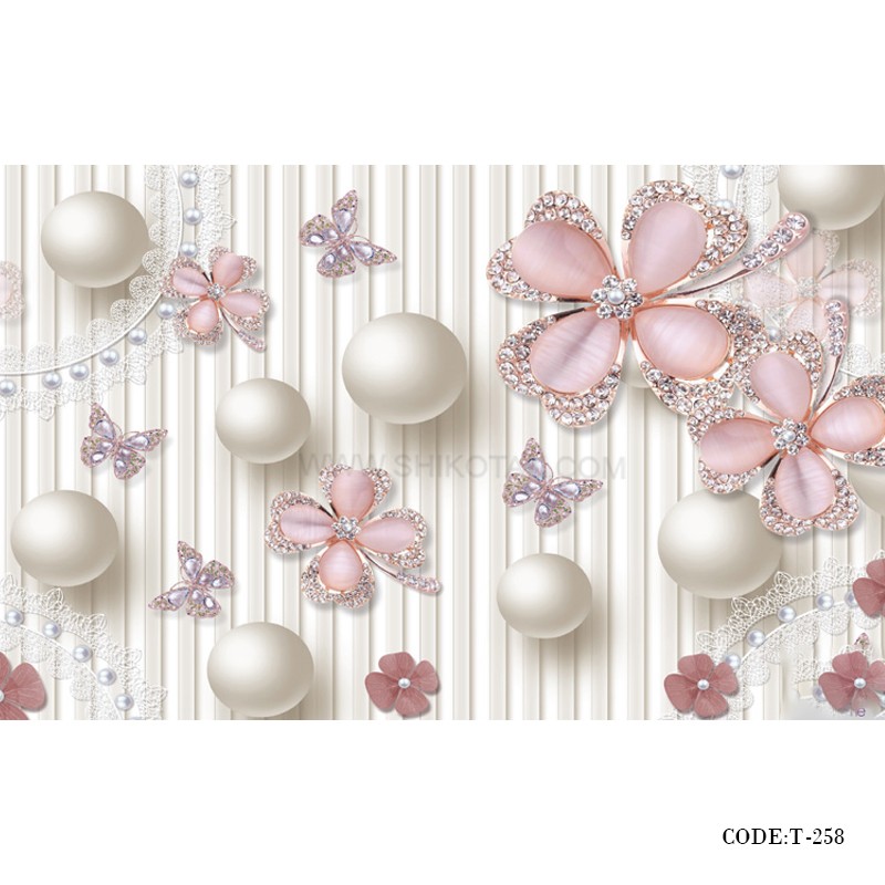 پوستر پارچه ای 3D دیواری طرح مروارید درشت