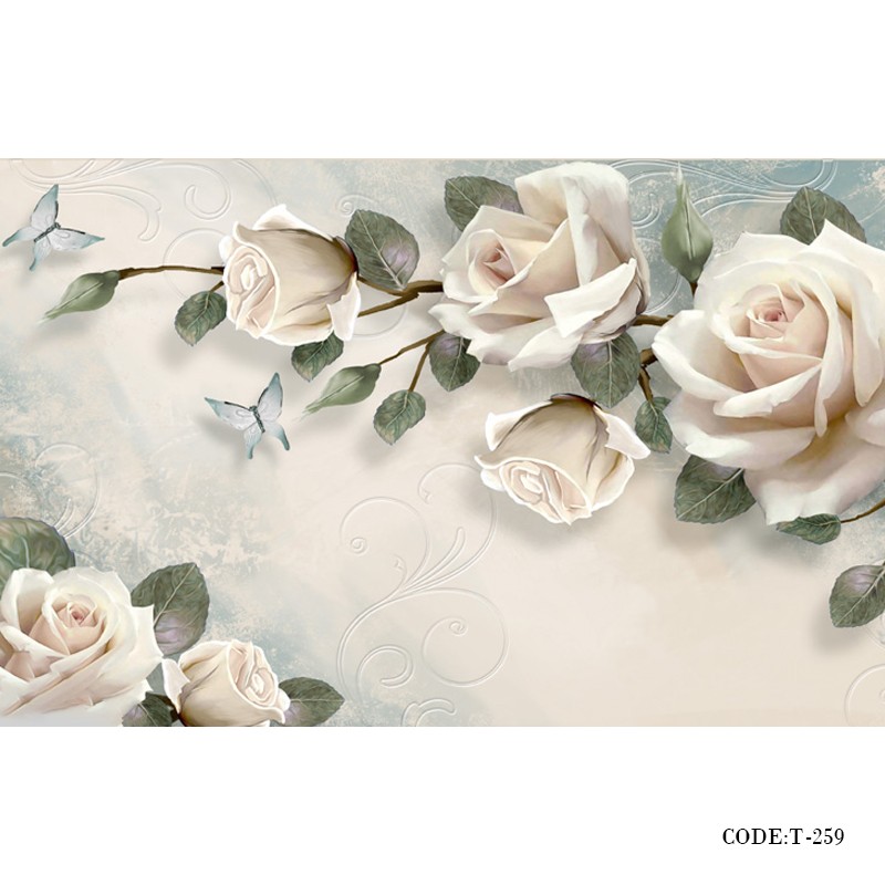 پوستر پارچه ای دیواری سه بعدی طرح رز سفید