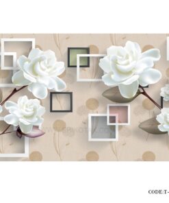 پوستر سه بعدی دیواری پارچه ای طرح رز سفید