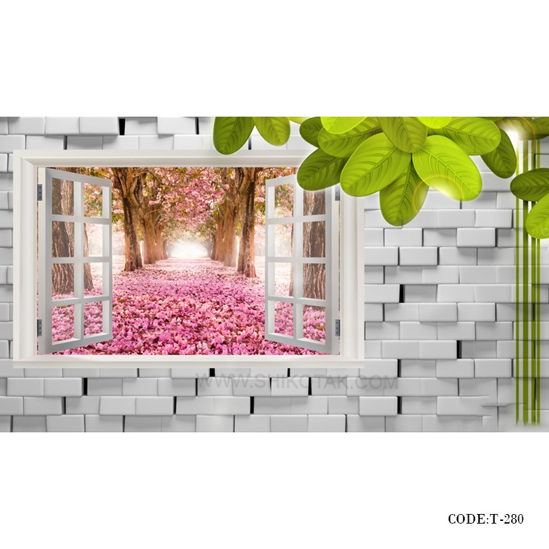 پوستر 3D دیواری پارچه ای طرح پنجره