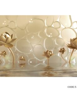 پوستر دیواری سه بعدی پارچه ای طرح برکه طلا