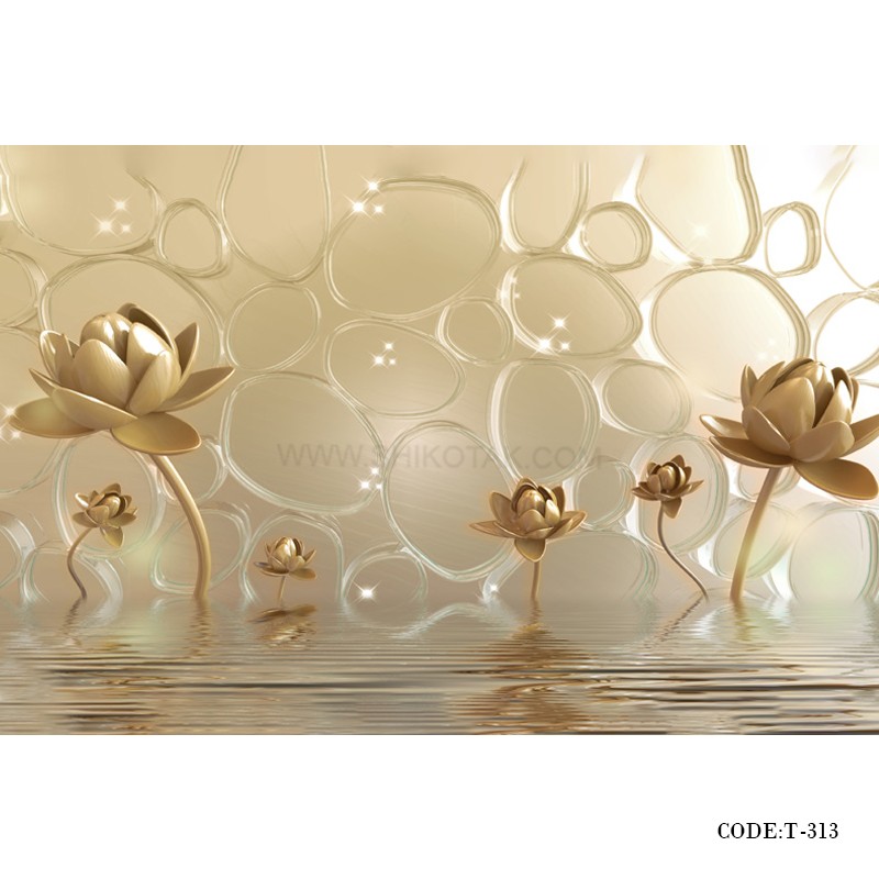 پوستر دیواری سه بعدی پارچه ای طرح برکه طلا