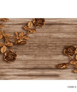 پوستر دیواری 3D پارچه ای طرح پیچک طلا