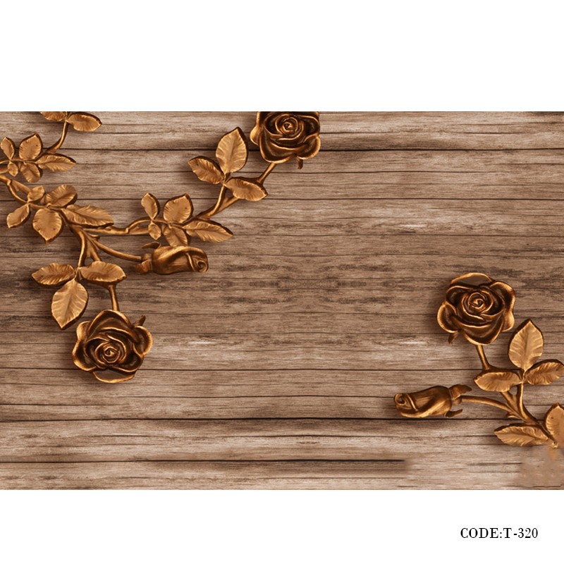 پوستر دیواری 3D پارچه ای طرح پیچک طلا