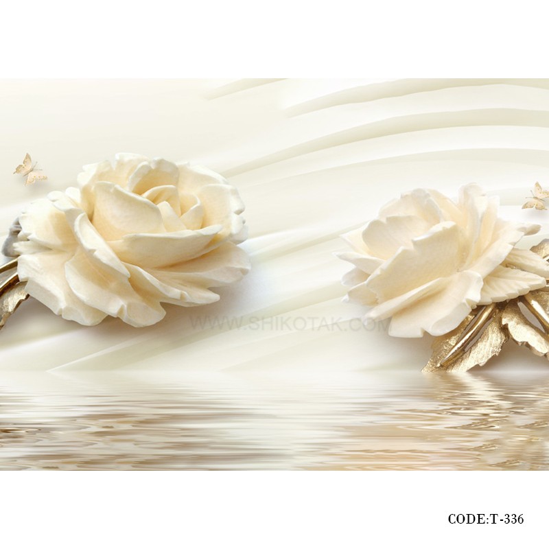 پوستر دیواری 3D پارچه ای طرح برکه رز