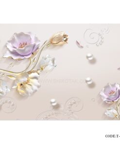 پوستر دیواری کاغذی 3D طرح طلا و مروارید