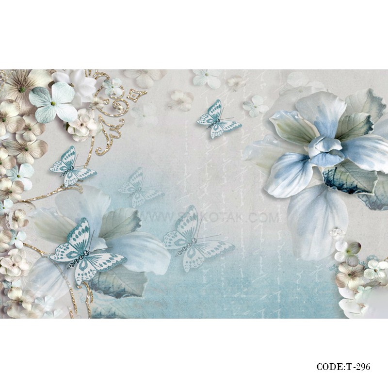 پوستر 3D دیواری کاغذی طرح پروانه آبی