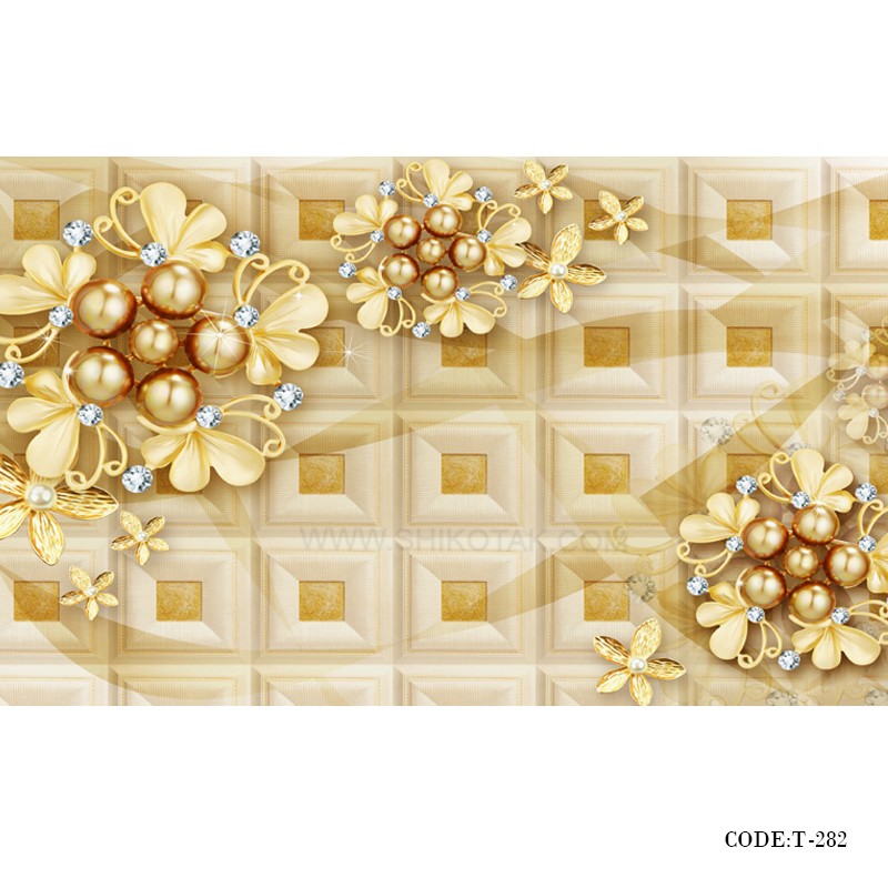 پوستر دیواری سه بعدی کاغذی طرح مروارید طلا