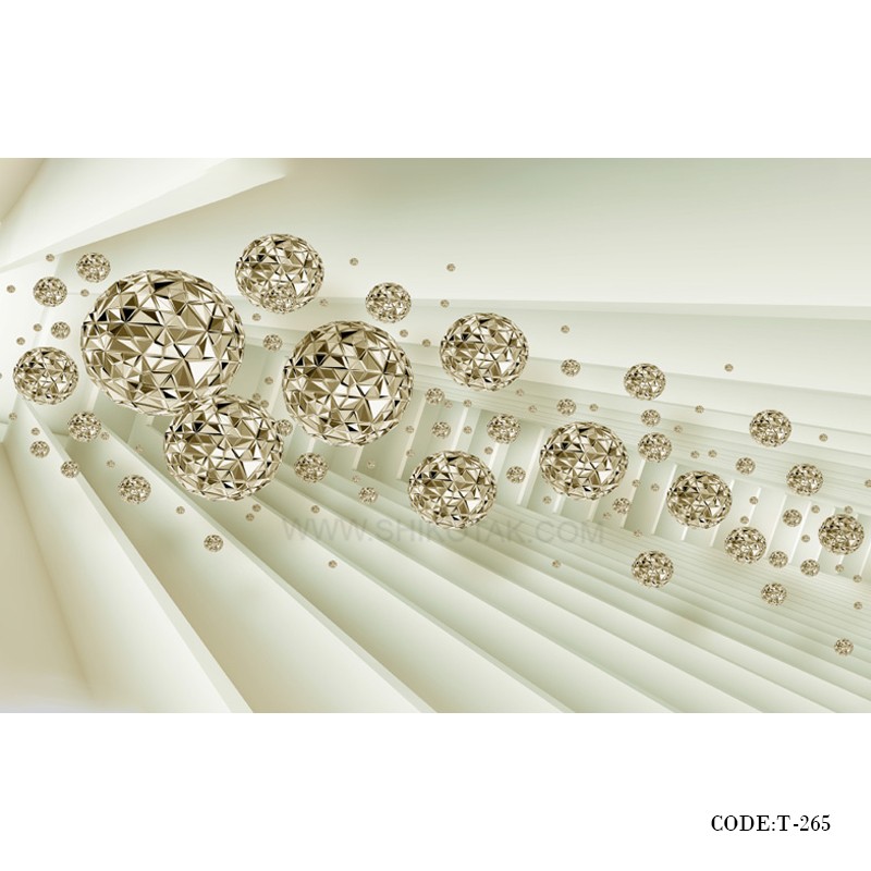 پوستر دیواری سه بعدی کاغذی طرح گوی طلا