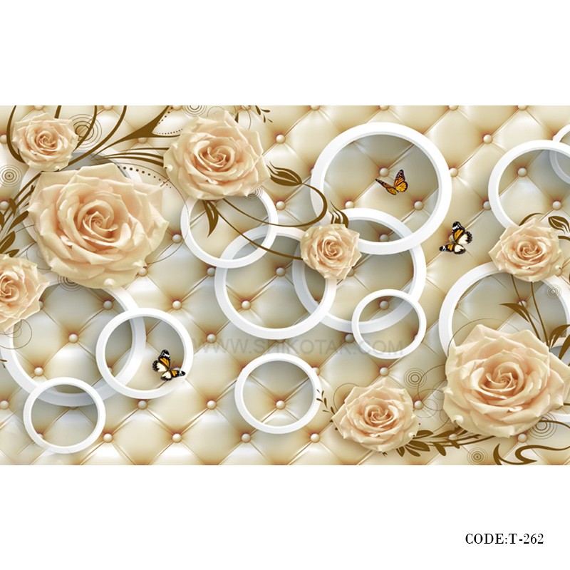 پوستر کاغذی 3D طرح حلقه و رز