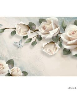پوستر کاغذی دیواری سه بعدی طرح رز سفید