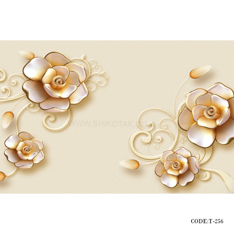پوستر 3D کاغذی دیواری طرح نرگس طلایی