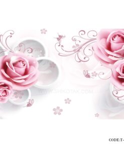 پوستر سه بعدی کاغذی دیواری طرح رز نقره