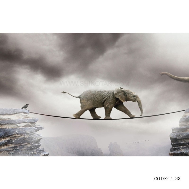 پوستر دیواری 3D کاغذی طرح فیل