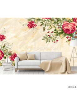 پوستر 3D دیواری کاغذی طرح رز بهاری