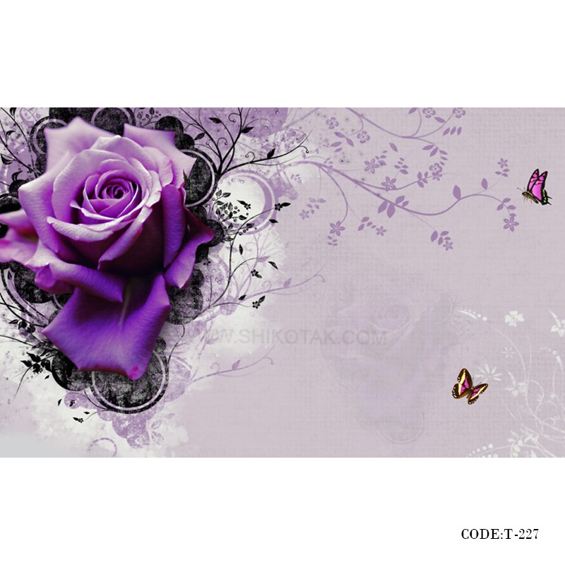 پوستر 3D دیواری کاغذی طرح گل یاسی