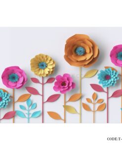 پوستر سه بعدی دیواری کاغذی طرح گل رنگی