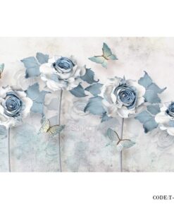 پوستردیواری کاغذی 3D طرح رز آبی