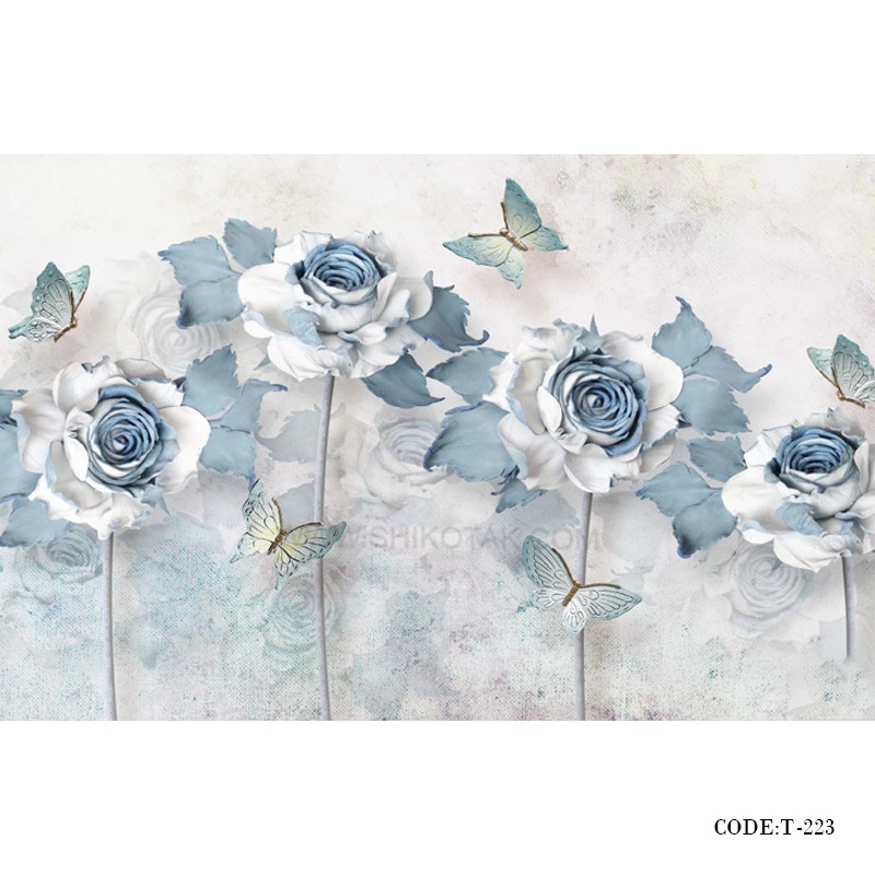 پوستردیواری کاغذی 3D طرح رز آبی