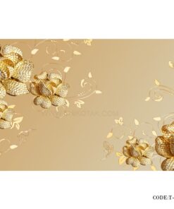 پوستر کاغذی دیواری 3D طرح گل طلایی