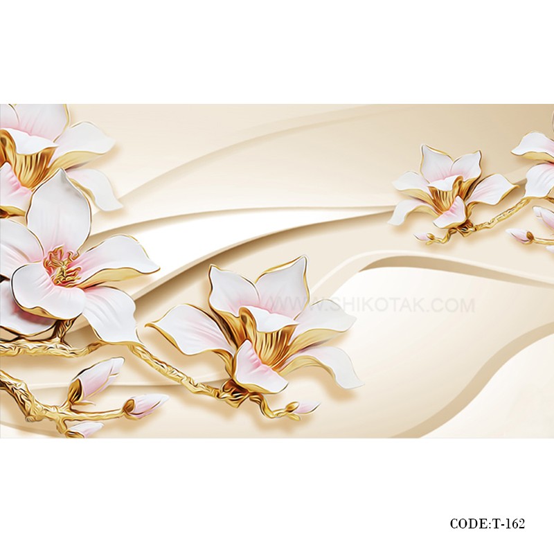 پوستر سه بعدی کاغذی دیواری طرح گل
