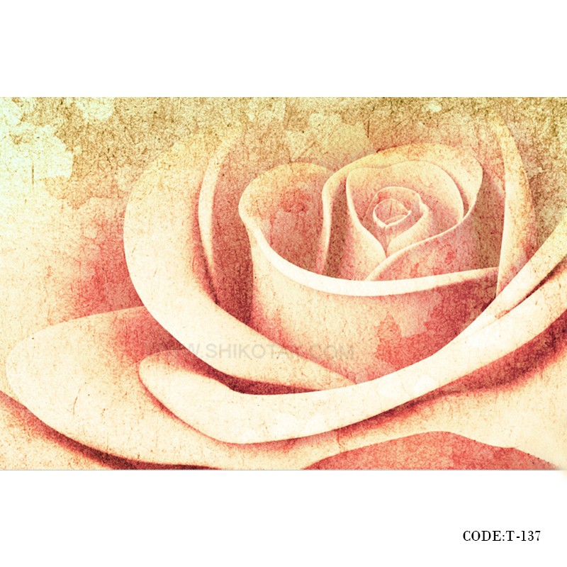 پوستر کاغذی دیواری سه بعدی طرح رز صورتی