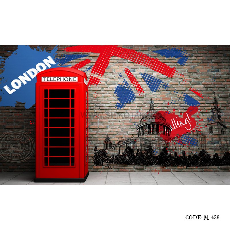 پوستر 3D کاغذی دیواری طرح TELEPHONE