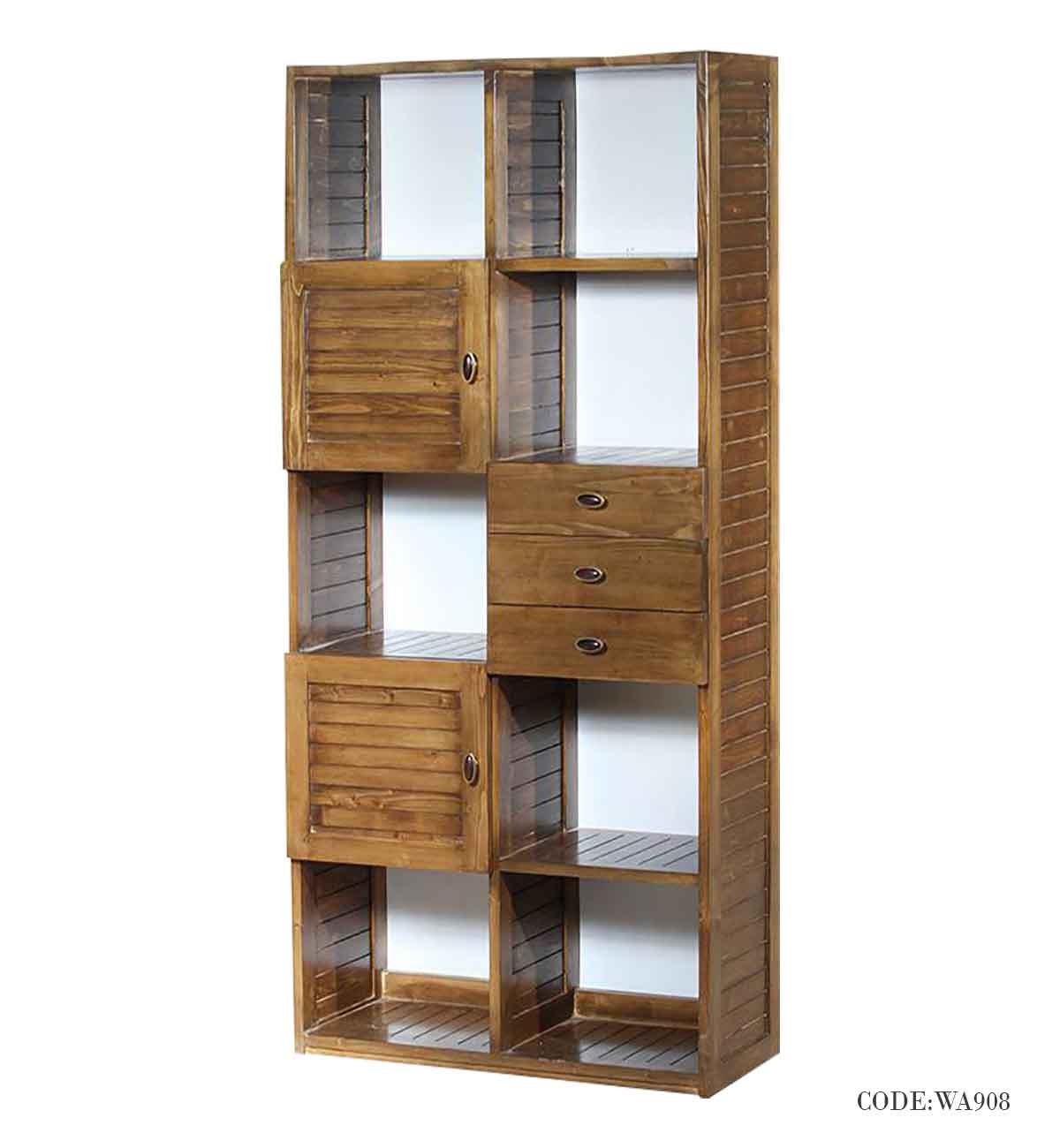 کتابخانه تمام چوب کمد دار 5 طبقه طرح روژان