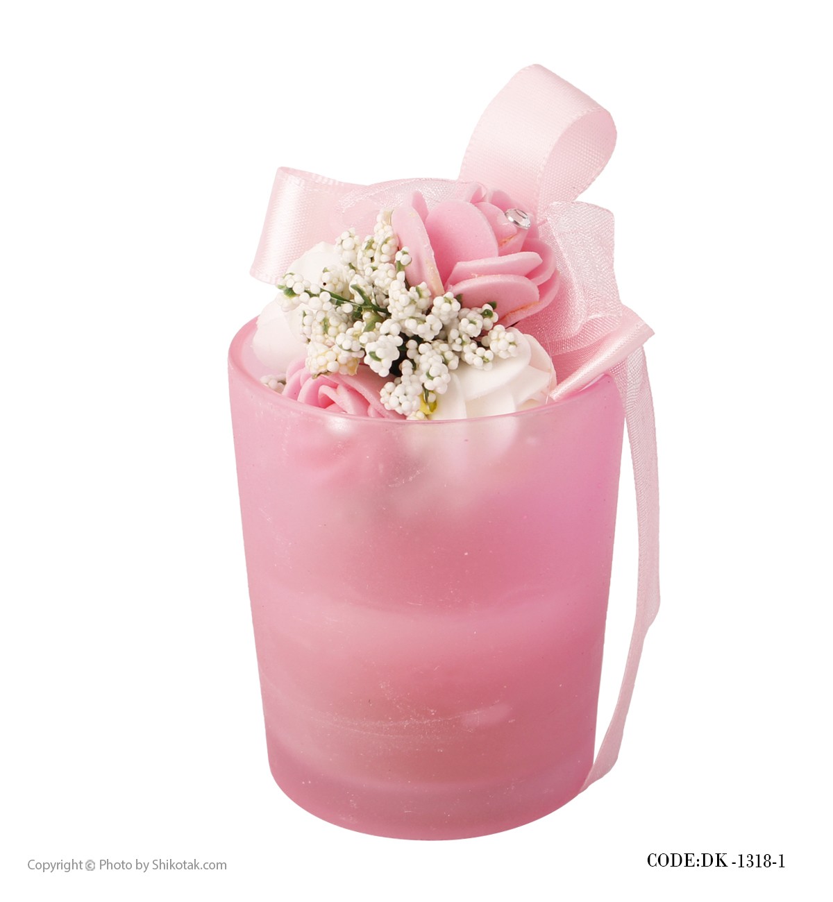 شمع فانتزی صورتی گلدار