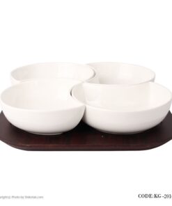 اردو خوری سرامیکی چهار عددی پایه چوب