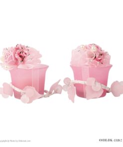 شمع فانتزی دوتایی صورتی گلدار