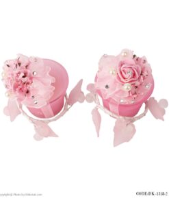 شمع فانتزی دوتایی صورتی گلدار