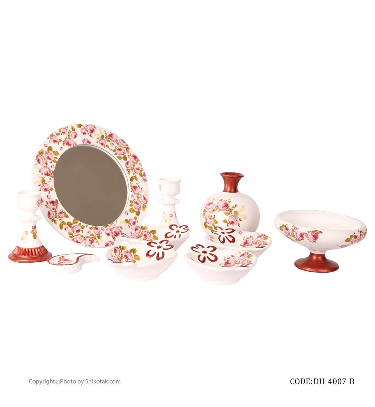 ست هفت سین طرح دو گل با آینه گرد