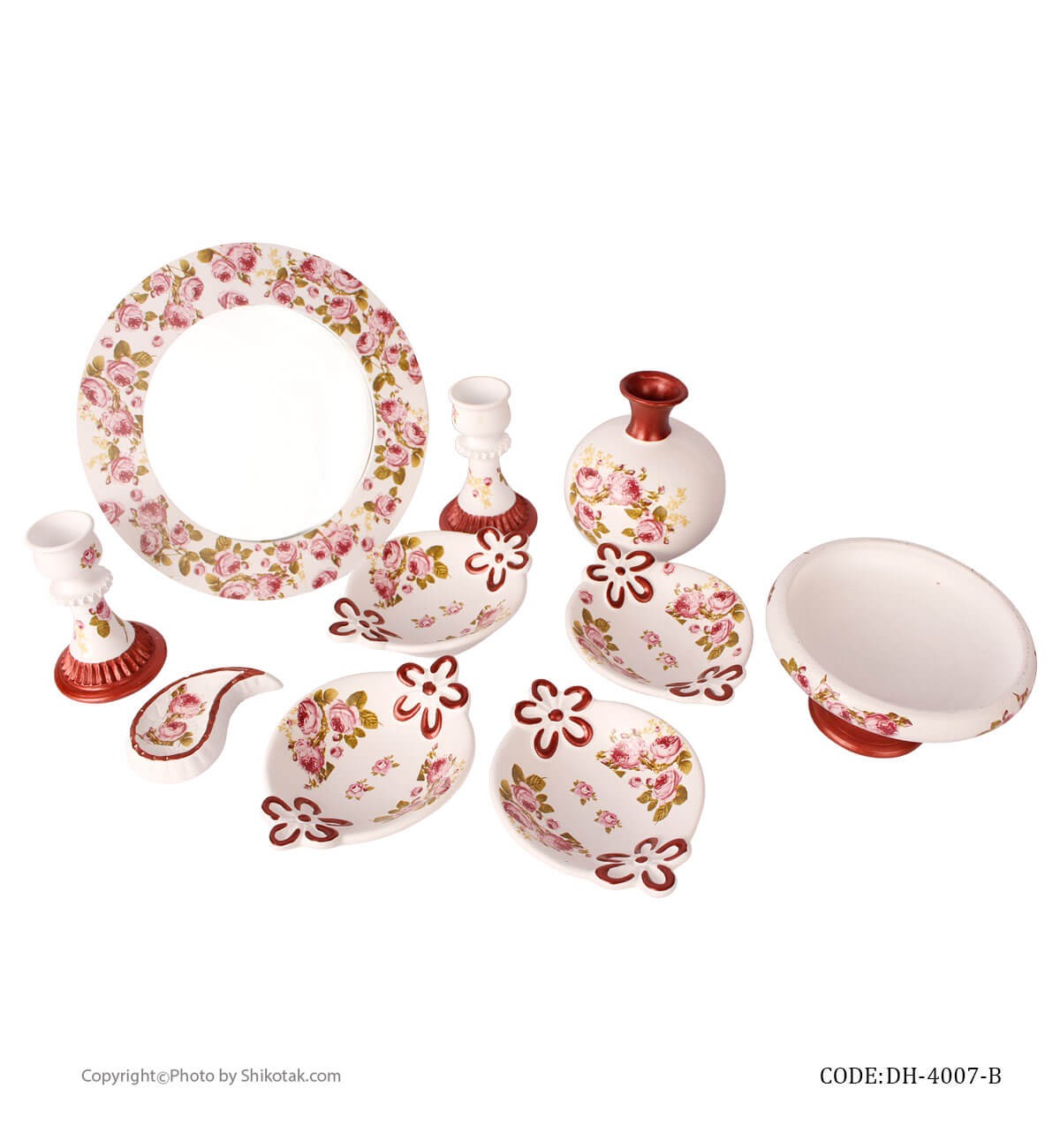 ست هفت سین طرح دو گل با آینه گرد